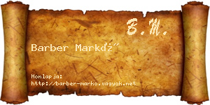 Barber Markó névjegykártya